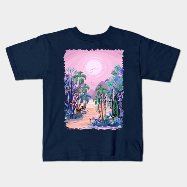 The Eyes of the Enchanted Misty Forest Kids T-Shirt by BluedarkArt